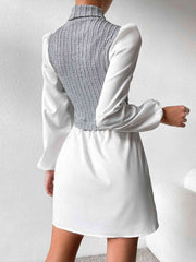 Turtleneck Puff Sleeve Mini Dress - Angel's Dream