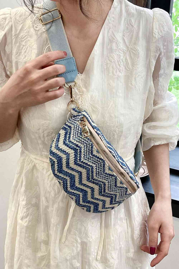 Adored Chevron Straw Sling Bag - Angel's Dream