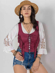 Fringe Lace-Up Vest - Angel's Dream