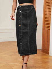 Button Down Denim Skirt - Angel's Dream