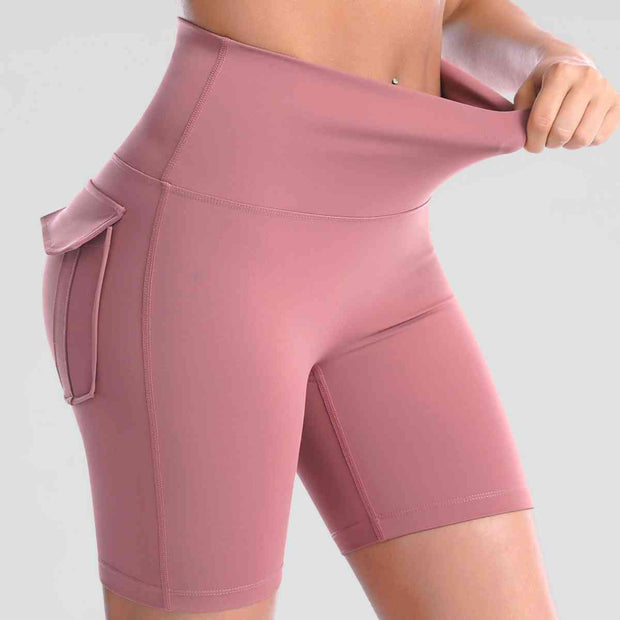 Wide Waistband Sports Shorts With Pockets - Angel's Dream