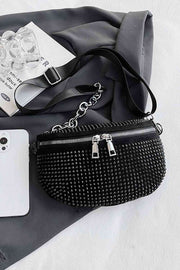 Rhinestone PU Leather Sling Bag - Angel's Dream