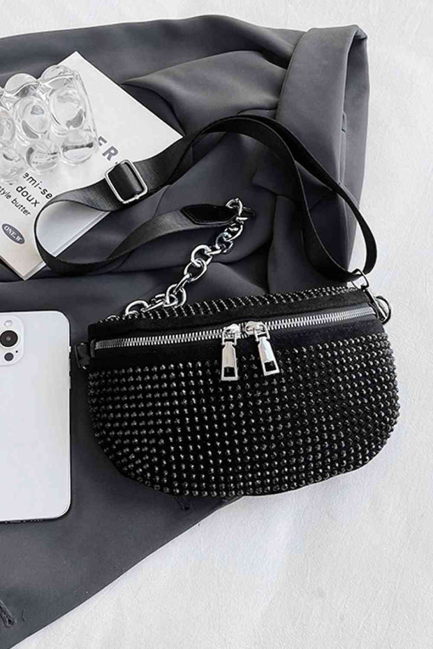 Rhinestone PU Leather Sling Bag - Angel's Dream