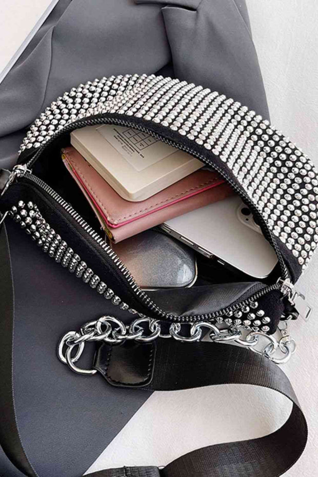 Rhinestone PU Leather Sling Bag - Angel's Dream