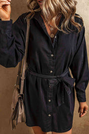 Button Up Collared Neck Denim Dress - Angel's Dream