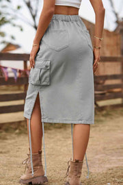 Drawstring Denim Cargo Skirt - Angel's Dream