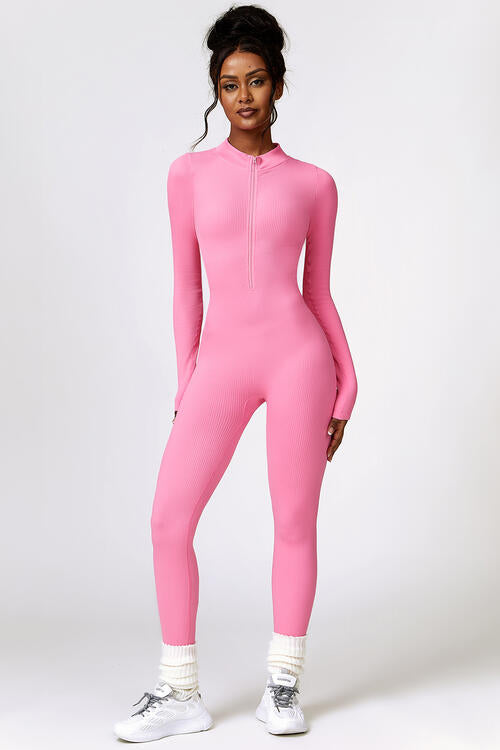 Half Zip Long Sleeve Active Jumpsuit - Angel's Dream