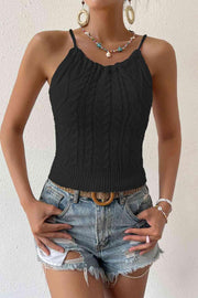 Round Neck Cable-Knit Sleeveless Knit Top - Angel's Dream