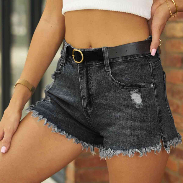 Raw Hem Distressed Denim Shorts - Angel's Dream