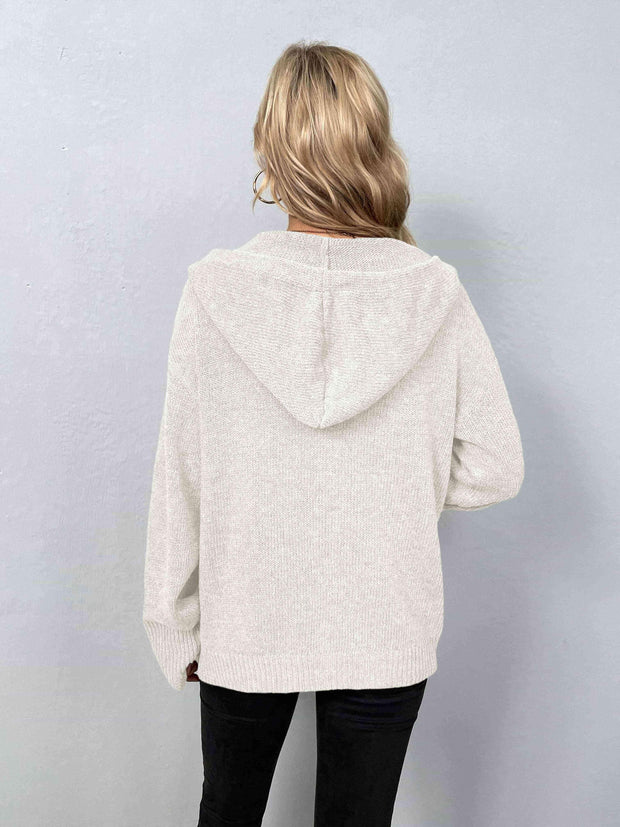 Button-Down Long Sleeve Hooded Sweater - Angel's Dream