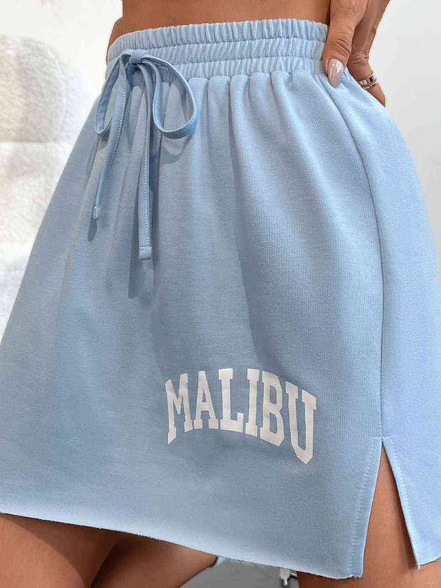 MALIBU Graphic Drawstring Slit Skirt - Angel's Dream