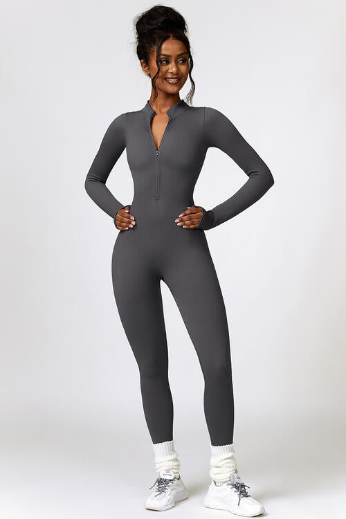 Half Zip Long Sleeve Active Jumpsuit - Angel's Dream