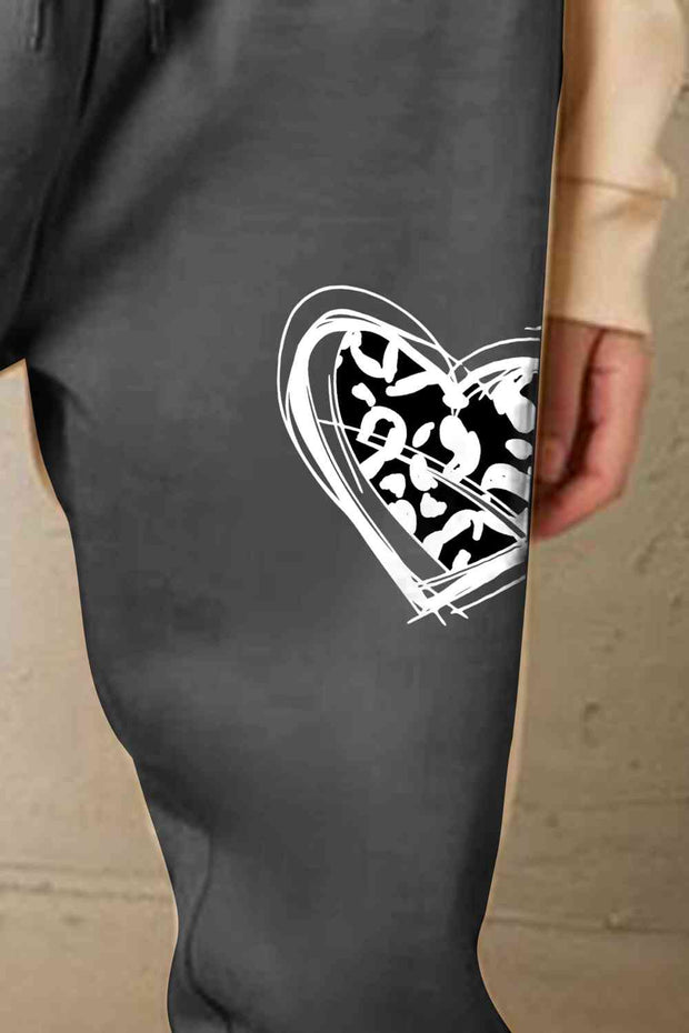 Simply Love Simply Love Full Size Drawstring Heart Graphic Long Sweatpants - Angel's Dream