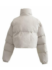 Snap and Zip Closure Drawstring Cropped Winter Coat - Angel's Dream