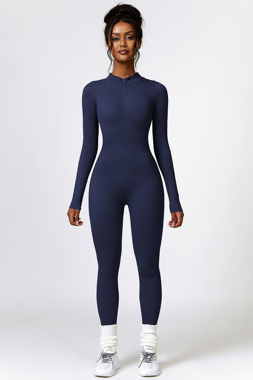 Half Zip Long Sleeve Active Jumpsuit - Angel's Dream