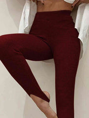 Ribbed Mid Waist Leggings - Angel's Dream