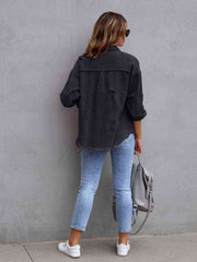 Distressed Drop Shoulder Denim Jacket - Angel's Dream