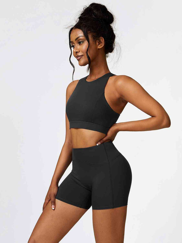 Cutout Cropped Sport Tank and Shorts Set - Angel's Dream