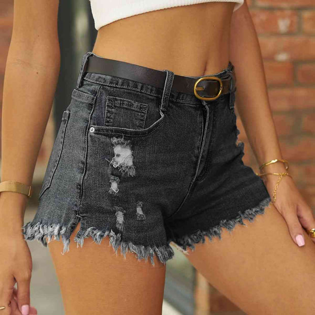 Raw Hem Distressed Denim Shorts - Angel's Dream