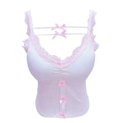 Lace Trim Pink Crop Top - Angel's Dream