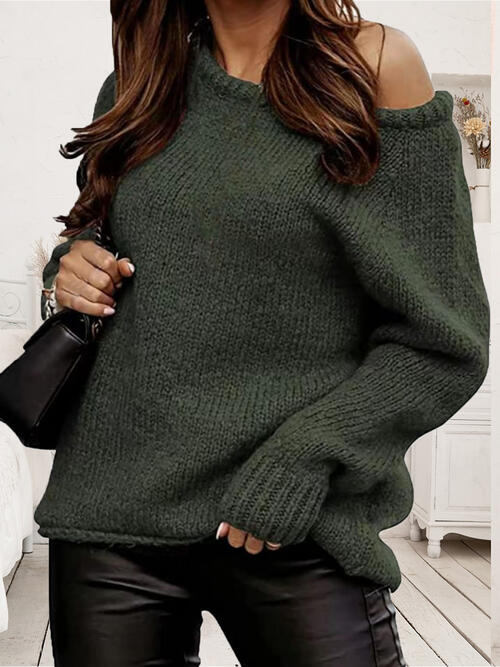 One Shoulder Long Sleeve Sweater - Angel's Dream