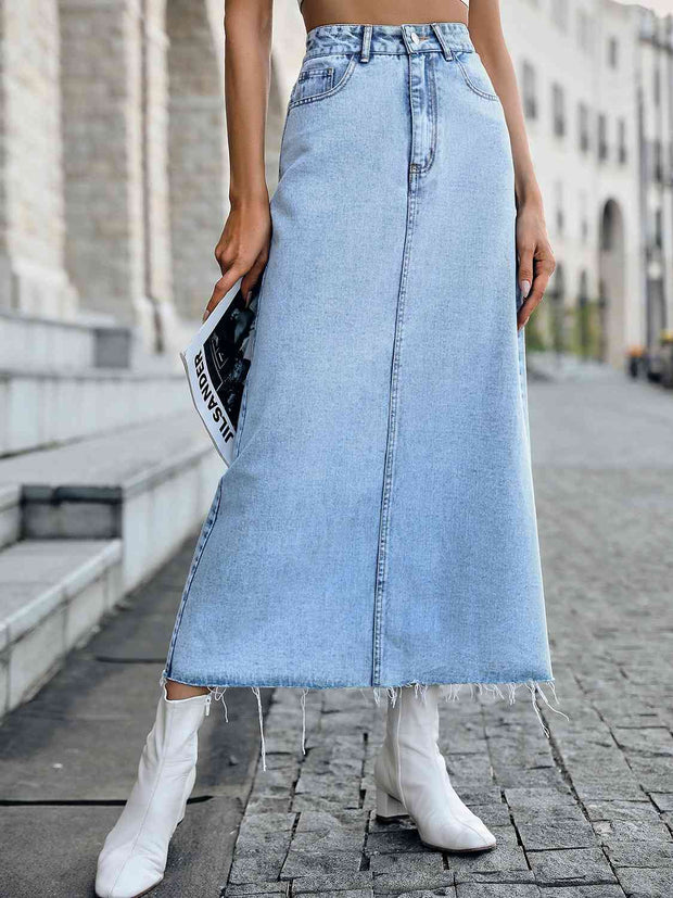 Raw Hem Denim Skirt - Angel's Dream