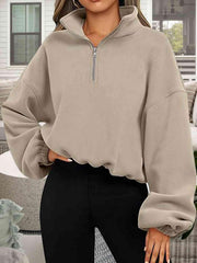 Half-Zip Collared Drop Shoulder Sweatshirt - Angel's Dream