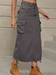 Drawstring Denim Skirt with Pockets - Angel's Dream