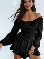 Off Shoulder Smocked Waist Romper - Angel's Dream