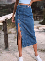 Button Down Denim Skirt - Angel's Dream