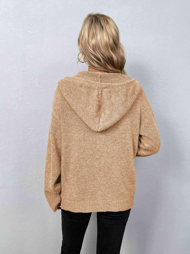 Button-Down Long Sleeve Hooded Sweater - Angel's Dream