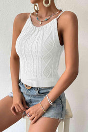 Round Neck Cable-Knit Sleeveless Knit Top - Angel's Dream