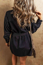 Button Up Collared Neck Denim Dress - Angel's Dream