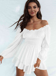 Off Shoulder Smocked Waist Romper - Angel's Dream