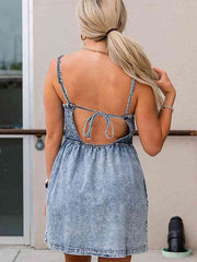 V-Neck Sleeveless Denim Dress - Angel's Dream