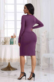 Cutout Twisted Long Sleeve Dress - Angel's Dream