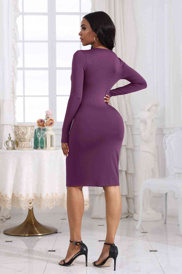 Cutout Twisted Long Sleeve Dress - Angel's Dream