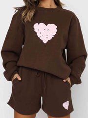 Graphic Sweatshirt and Shorts Set with Pockets - Angel's Dream