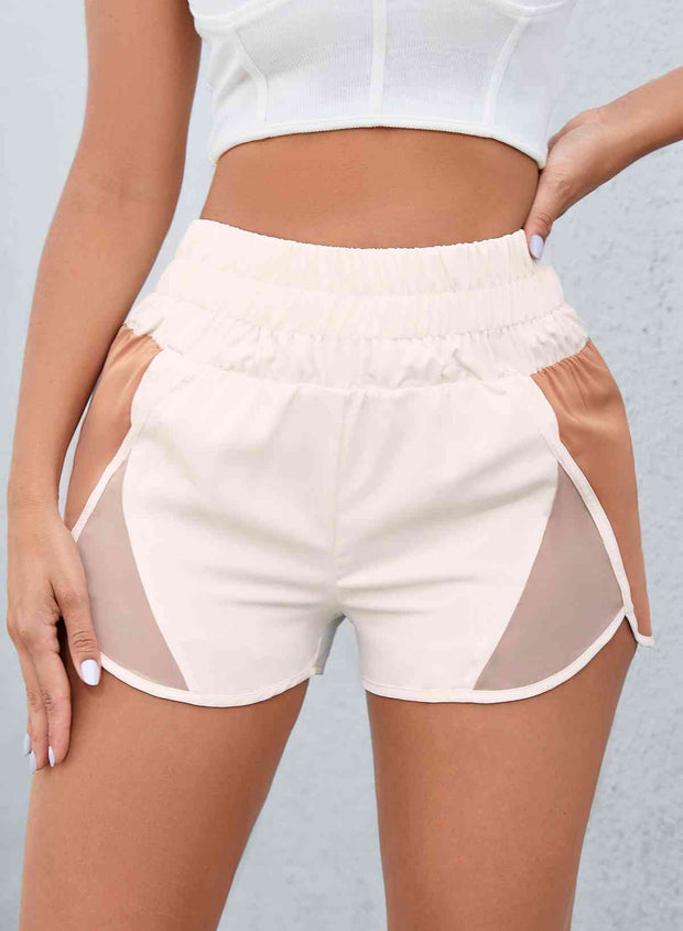 Color Block Wide Waistband Shorts - Angel's Dream