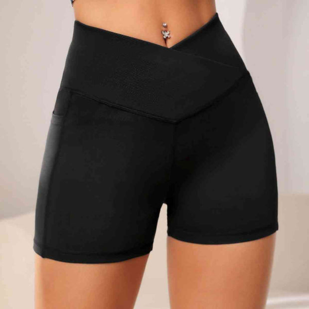 Wide Waistband Active Shorts with Pocket - Angel's Dream