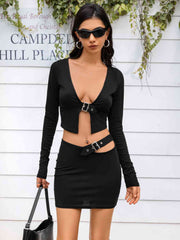 Cropped Top and Cutout Skirt Set - Angel's Dream