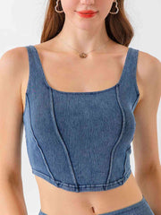 Seam Detail Cropped Denim Tank - Angel's Dream