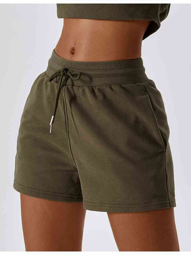 Drawstring Smocked Waist Sports Shorts - Angel's Dream