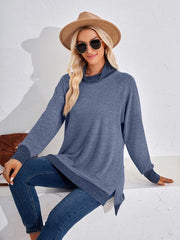 Contrast Mock Neck Long Sleeve T-Shirt - Angel's Dream