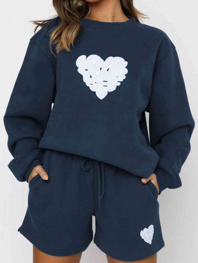 Graphic Sweatshirt and Shorts Set with Pockets - Angel's Dream