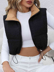 Drawstring Zip-Up Cropped Vest - Angel's Dream