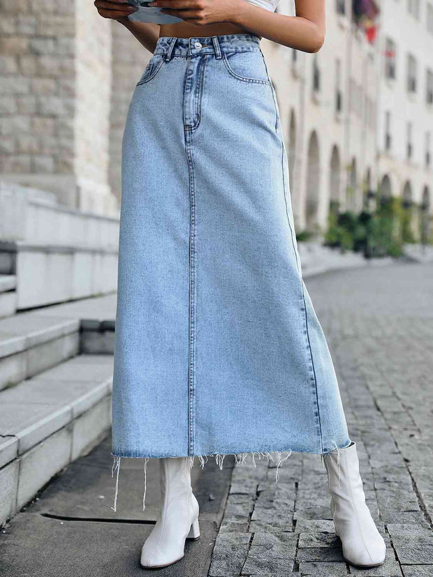 Raw Hem Denim Skirt - Angel's Dream