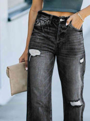 Distressed Straight Leg Jeans - Angel's Dream