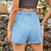 High-Waist Denim Shorts with Pockets - Angel's Dream