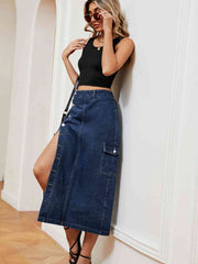 Button Down Denim Skirt - Angel's Dream